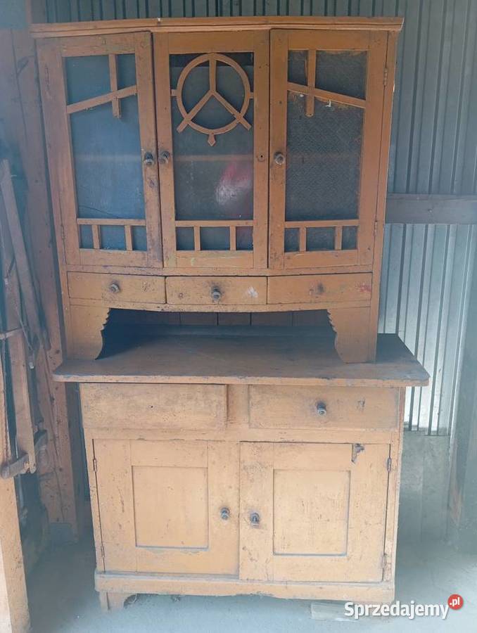 Kredens drewniany PRL vintage do renowacji Meble