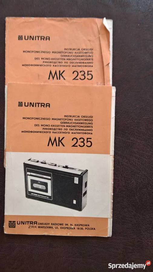 Instrukcja Obsługi Magnetofonu MK 235 Unitra dolnośląskie Wrocław