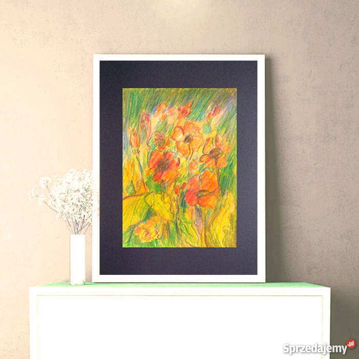 obrazek z kwiatami do pokojukolorowy rysunek Katowice sprzedam