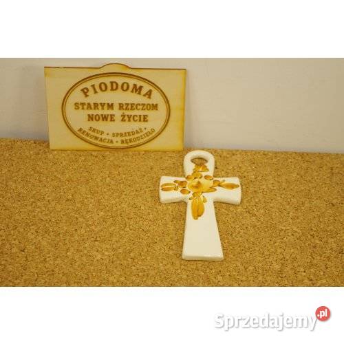 Ceramiczny krzyżyk ścienny z ornamentem śląskie