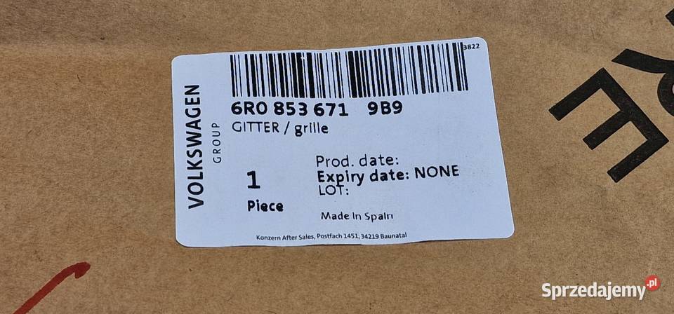 VW POLO 6R KRATKA ZDERZAKA CHROM 6R0853677 Bieleń