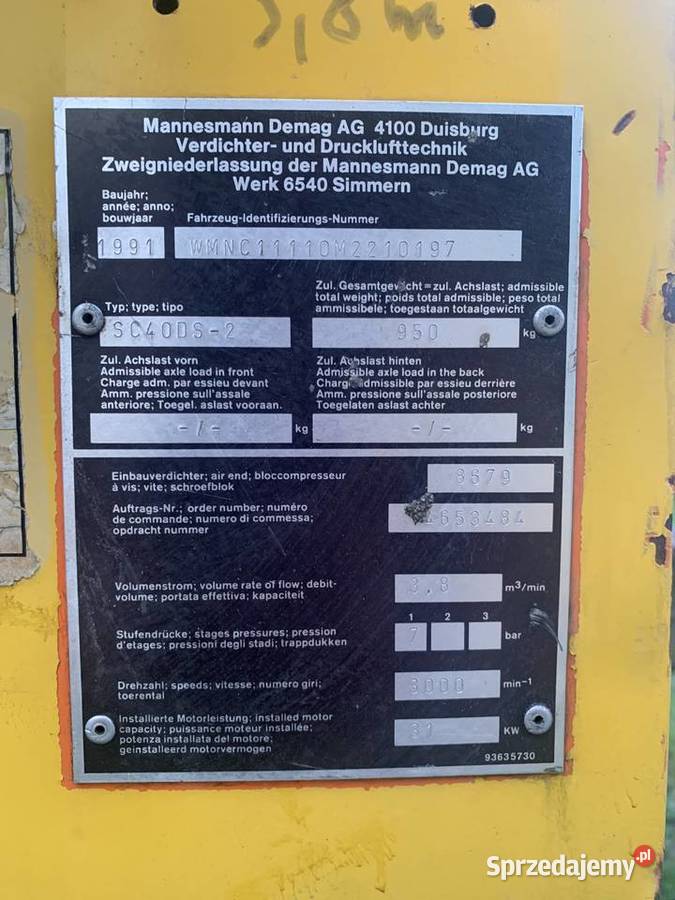 Sprężarka Demag SC40DS2 Trzebnica