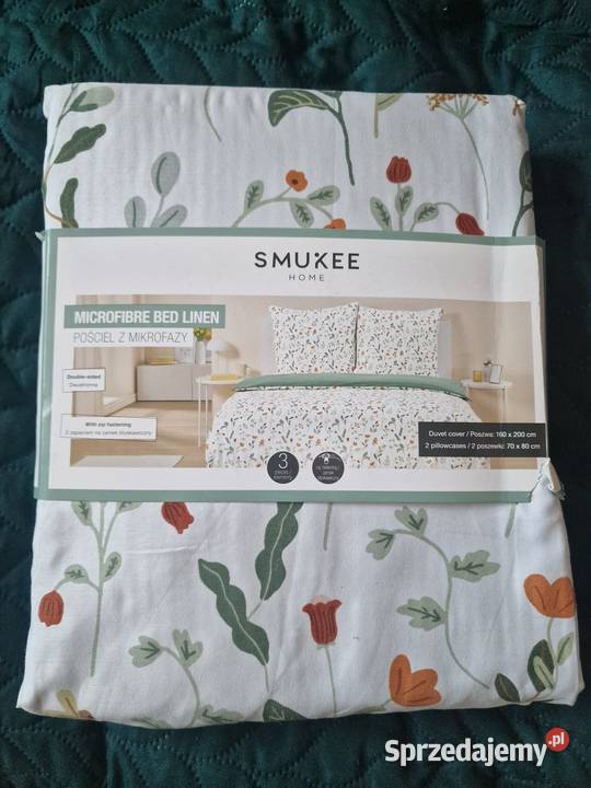 NOWA Pościel z mikrofazy 160x200 Smukee kwiaty beżowy Komplety pościeli Wrocław sprzedam