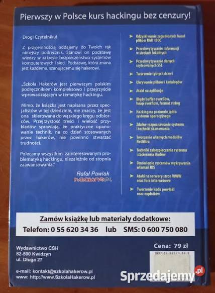 Książka Szkoła Hakerów Twarda okładka NOWA informatyka, internet sprzedam