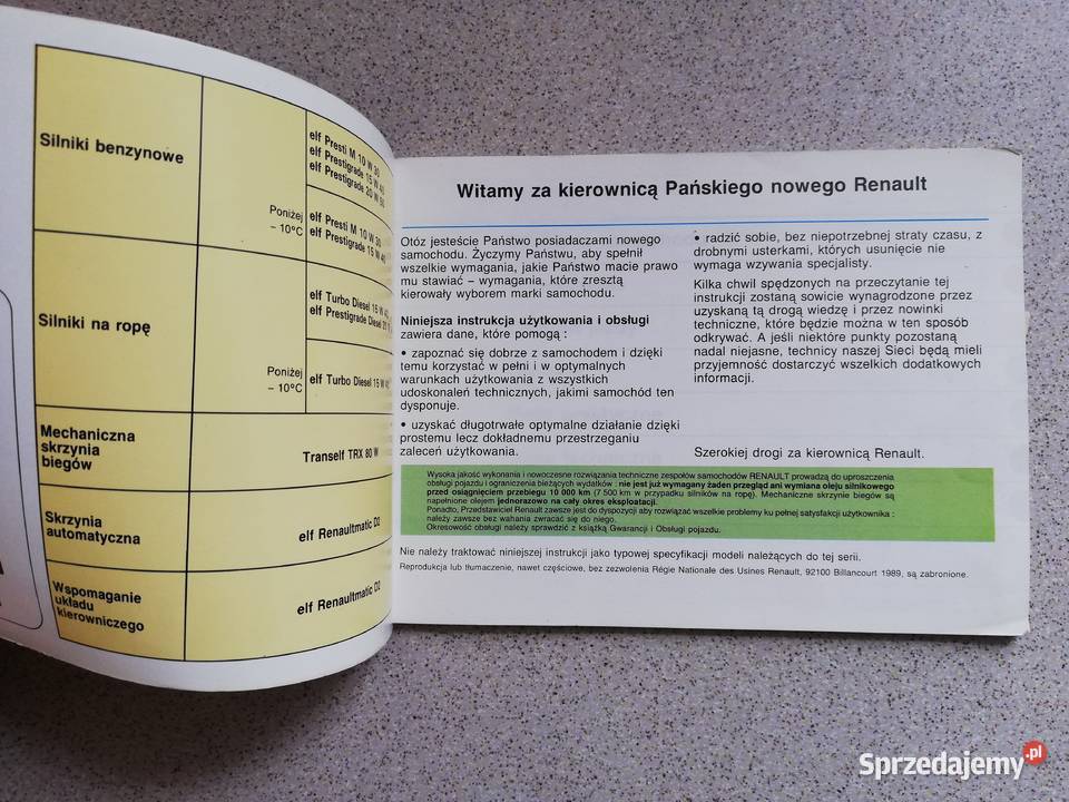Instrukcja obsługi książka Renault 19 polska Łask