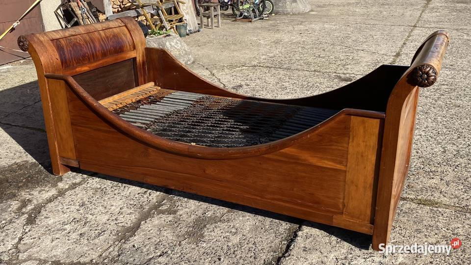 Łóżko Biedermeier pojedyncze 100x200 orzech XIX Gryfice