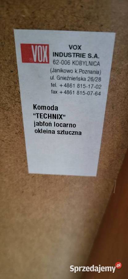 Komoda Technix firmy VOX jabłoń locarno z 89cm Wojkowice Kościelne