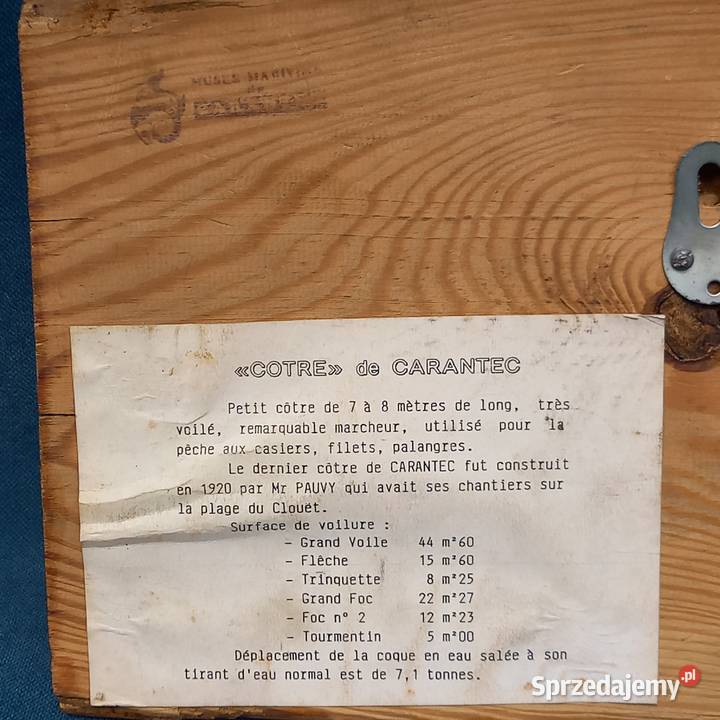 Marynistyka żeglarstwo model łodzi przekrój Pozostałe Warszawa