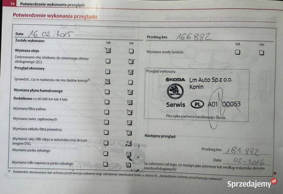 koda Octavia Pisemna Gwarancja 12 miesięcy II wielkopolskie Konin