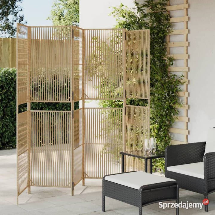 Parawan 6panelowy beżowy polirattan WM365387 Warszawa