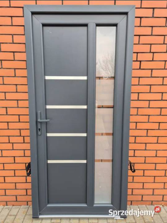 Drzwi ozdobne PCV z Panelem x inox 100x210 Drzwi zewnętrzne Poznań sprzedam