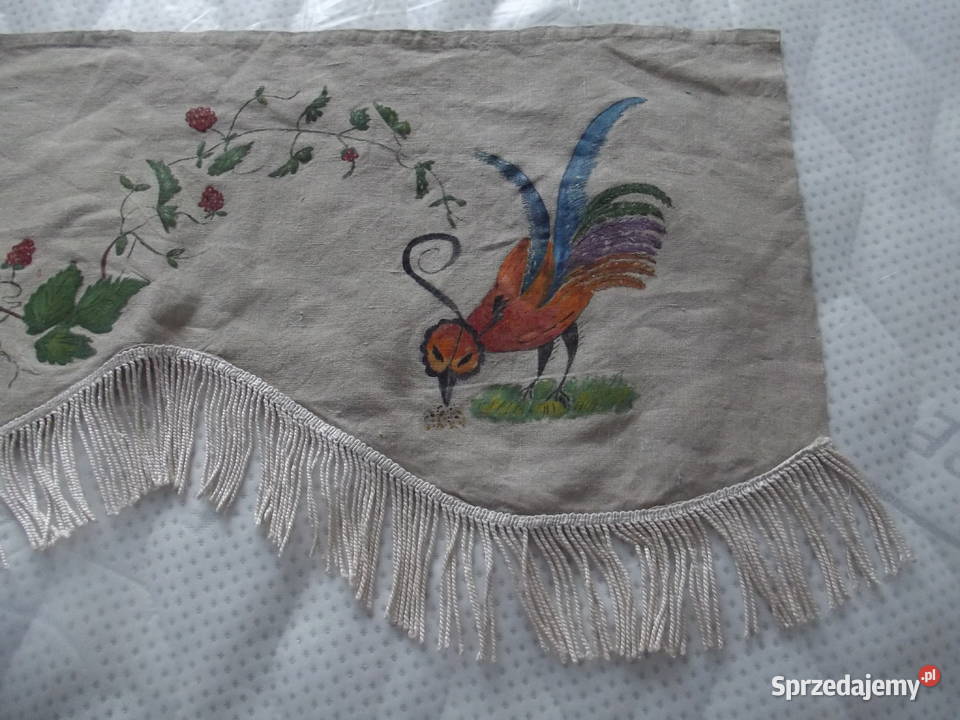 Zasłony len malowany olejną farbą bażant UNIKAT Piekary Śląskie