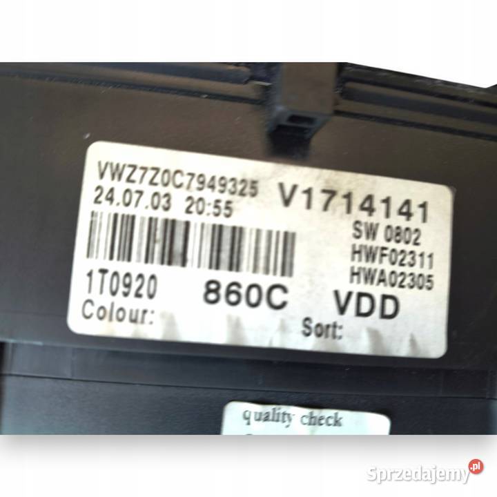 LICZNIK ZEGARY 1T0920860C VW Touran I 19 20 TDI osobowe Chełm