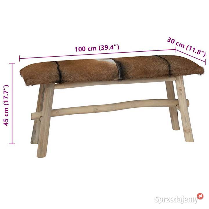 vidaXL Ławka prawdziwa skóra drewno tekowe Warszawa