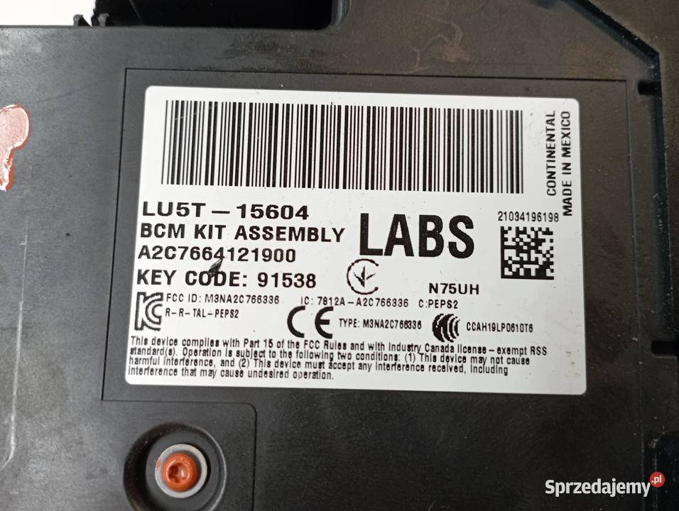SKRZYNKA BSI BCM LU5T15604LABS A2C7664121900 Rok produkcji 2021 świętokrzyskie sprzedam