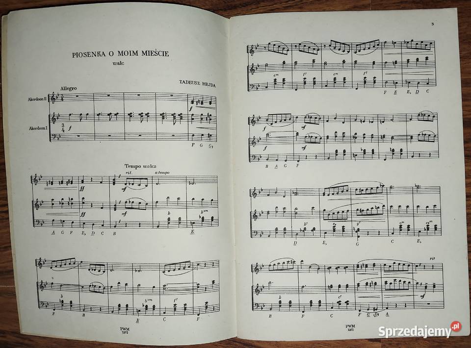 Utwory Taneczne na jeden dwa akordeony Szczecin sprzedam