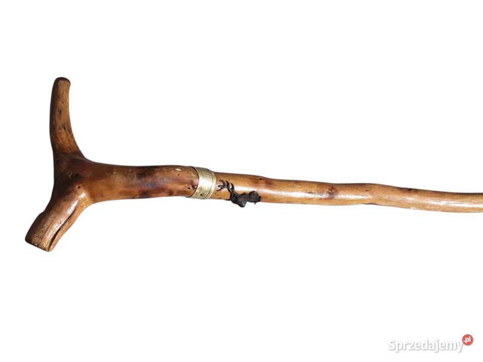 Stara piękna drewniana laska ręcznie rzeźbiona Pozostałe Cieszyn