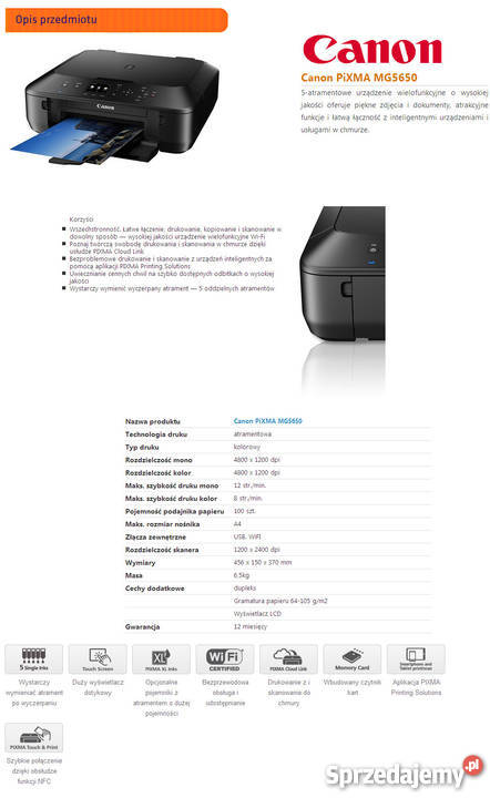 Canon Pixma MG5650 WiFi Urządzenie Drukarki i skanery