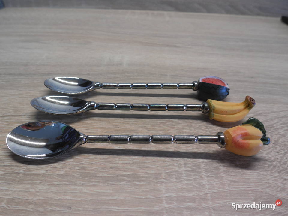 Łyżeczki 3 z motywem owoców Antyki, Sztuka, Kolekcje Raszków
