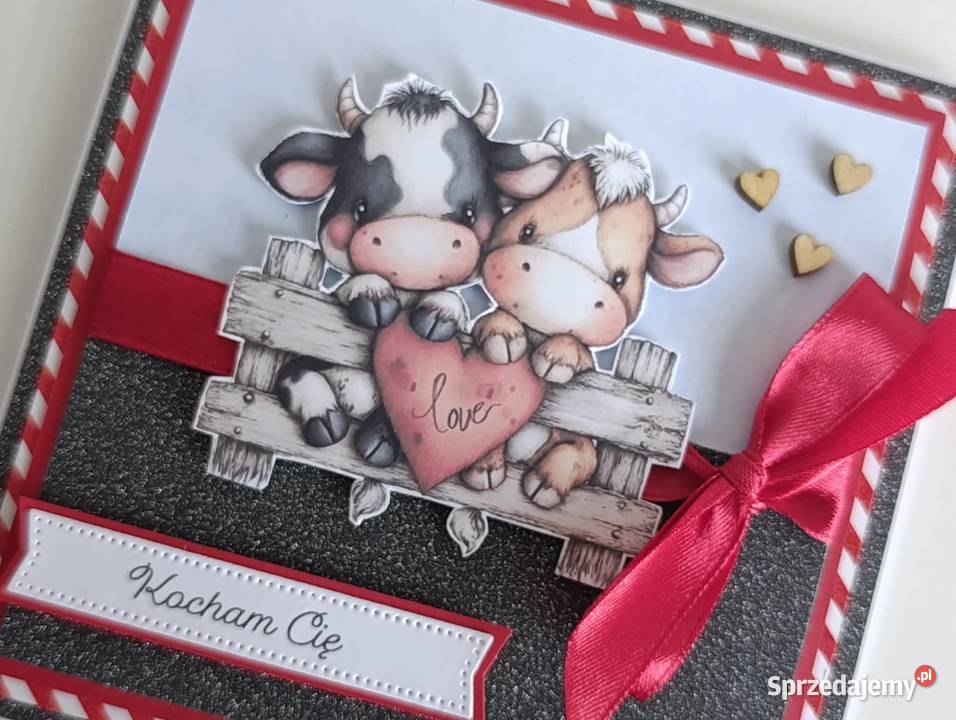 Kartka ręcznie robiona na walentynki Kocham Cię Łódź