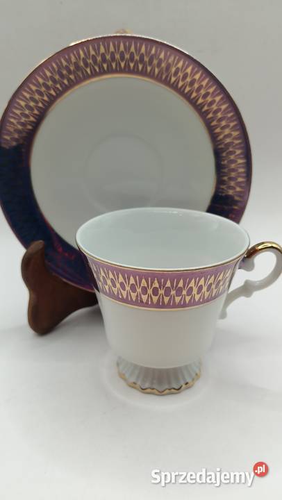 Filiżanka ze spodkiem porcelana kostna biała w Zamość