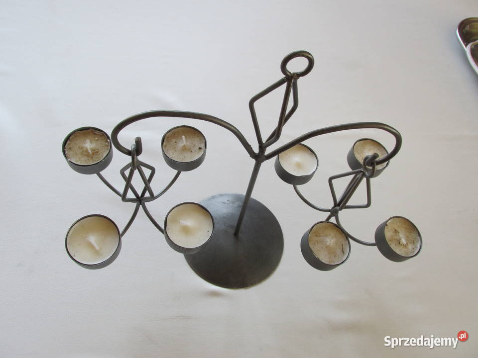 Świecznik z metaloplastyki na 8 tealightów odcienie szarości Dekoracje i ozdoby małopolskie Kraków