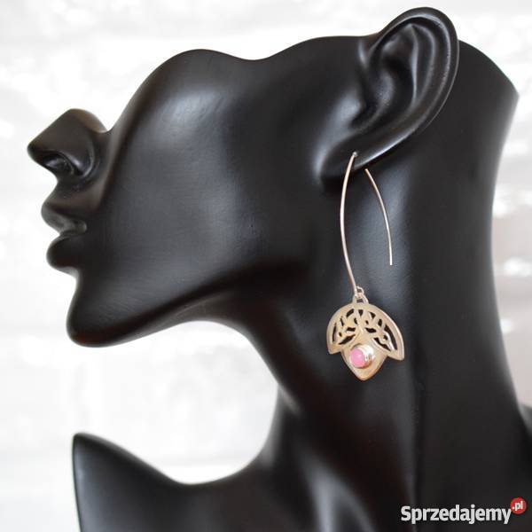 Ażurowe kolczyki z jadeitami srebrne Bydgoszcz