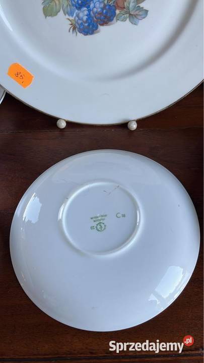 Patera i 5 talerzyków deserowych Z owocami Porcelana i szkło