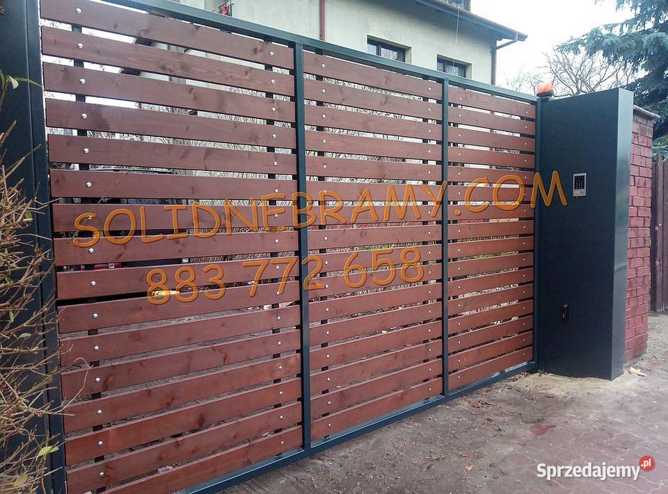 Brama przesuwna skrzydłowa sztachety poziome Ogrodzenia i bramy Otwock