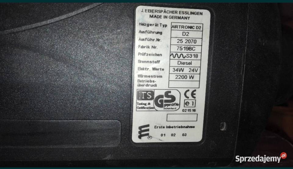 Eberspacher Airtronic D2 D4S 24V34W 2200W IVECO Kościan