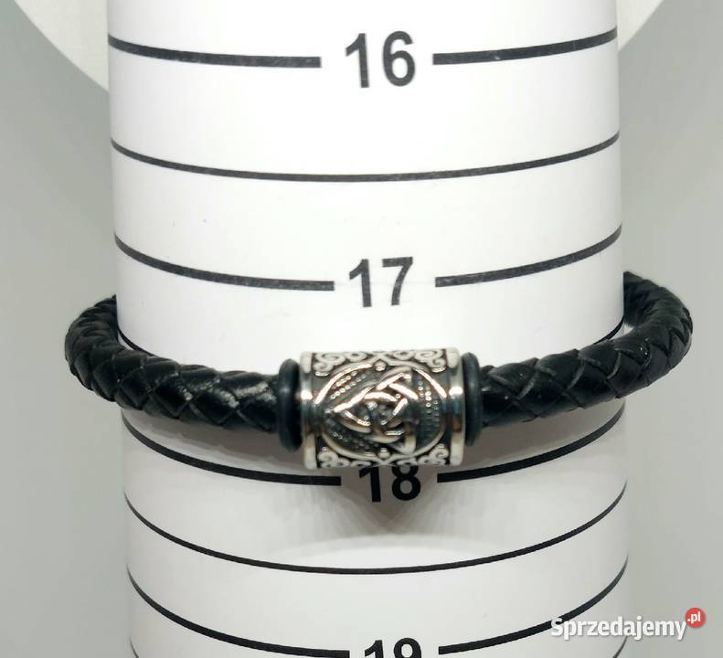 BRANSOLETKA RUNA TRIQUETRA STAL 316L SKÓRA NA Katowice