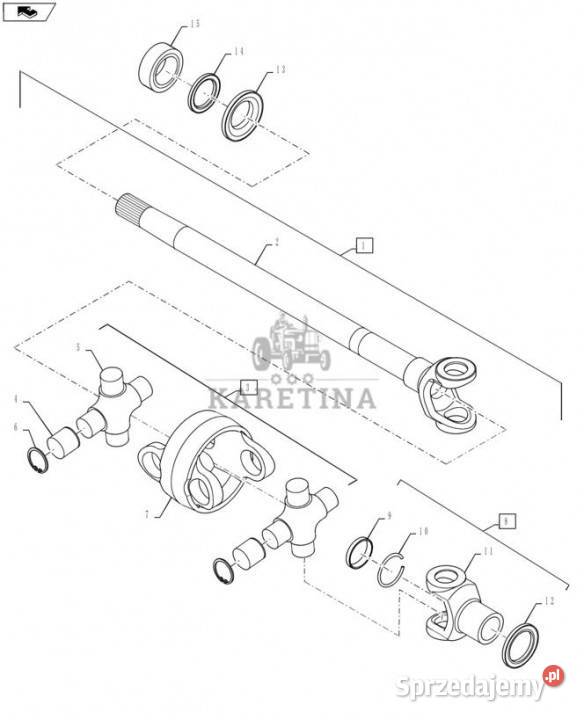 Holland T6090 T6070 Wałek długi 395743A1