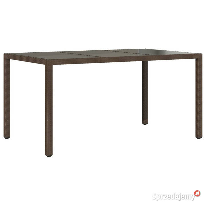 Stół ogrodowy ze szklanym blatem brąz 150x90x75 Warszawa
