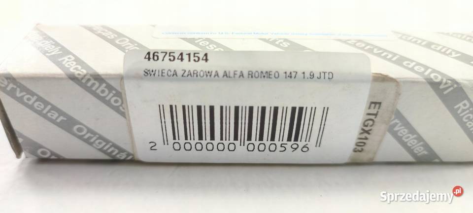 ŚWIECA ŻAROWA ALFA ROMEO 147 19 JTD 46754154 lubelskie