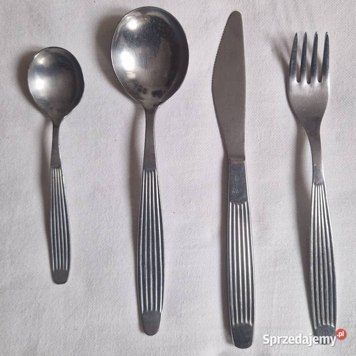 4 sztućce Gerlach wzór paski PRL niezbędnik Sztućce Warszawa