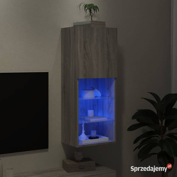 Szafka TV z LED szary dąb sonoma 405x30x102 Warszawa