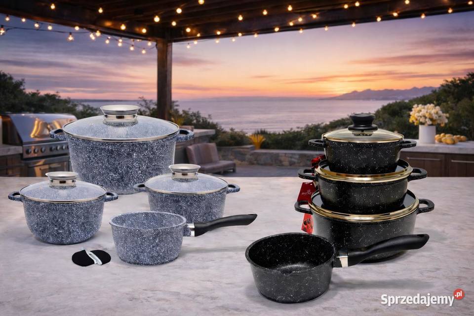 179 Garnki marmurkowe szareczarne śląskie Zabrze