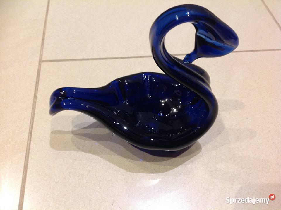 Łabędź Szklany Kobaltowy Vintage Nowa Sól sprzedam