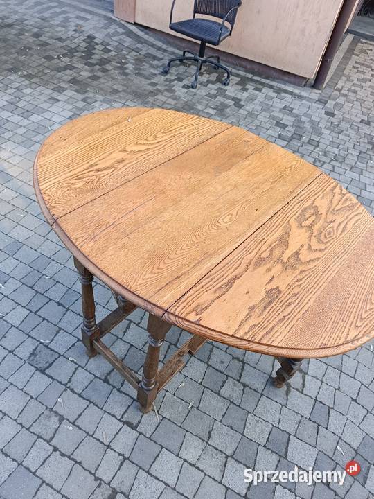 Stolik dębowy składany z owalnym blatem Lipno