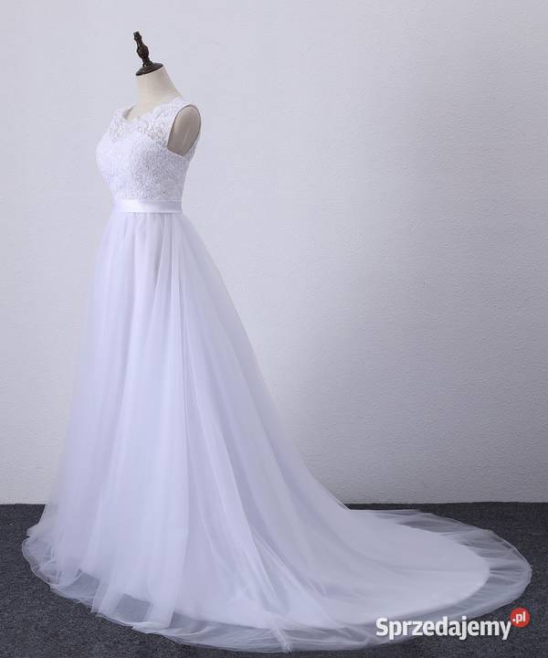 Suknia ślubna modna koronka tren 34 36 38 40 42 Damska Jelenia Góra sprzedam