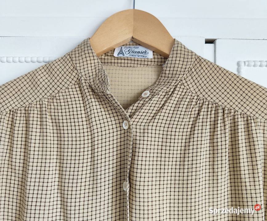 Koszula vintage brązowa krata M retro cottage Moda i Styl Szczecin