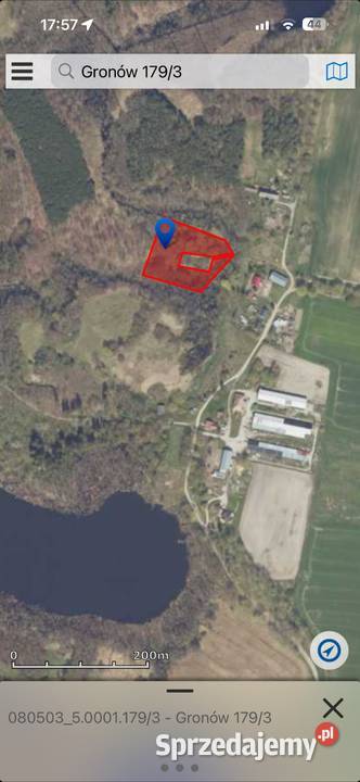 Działka budowlana z linią brzegową Gronów