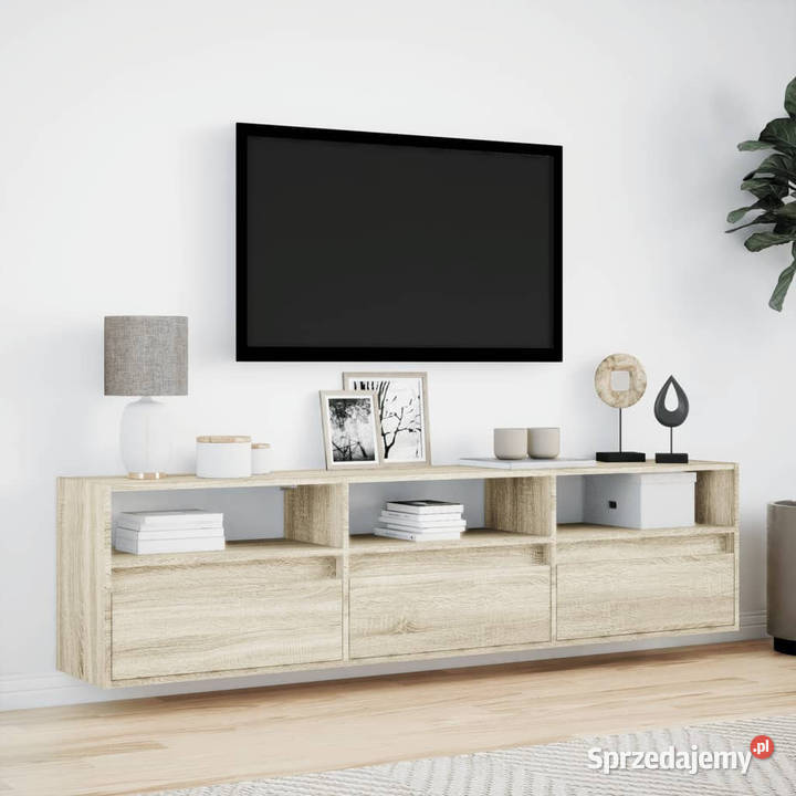 Ścienna szafka pod TV z LED dąb sonoma 180x31x45 Warszawa sprzedam