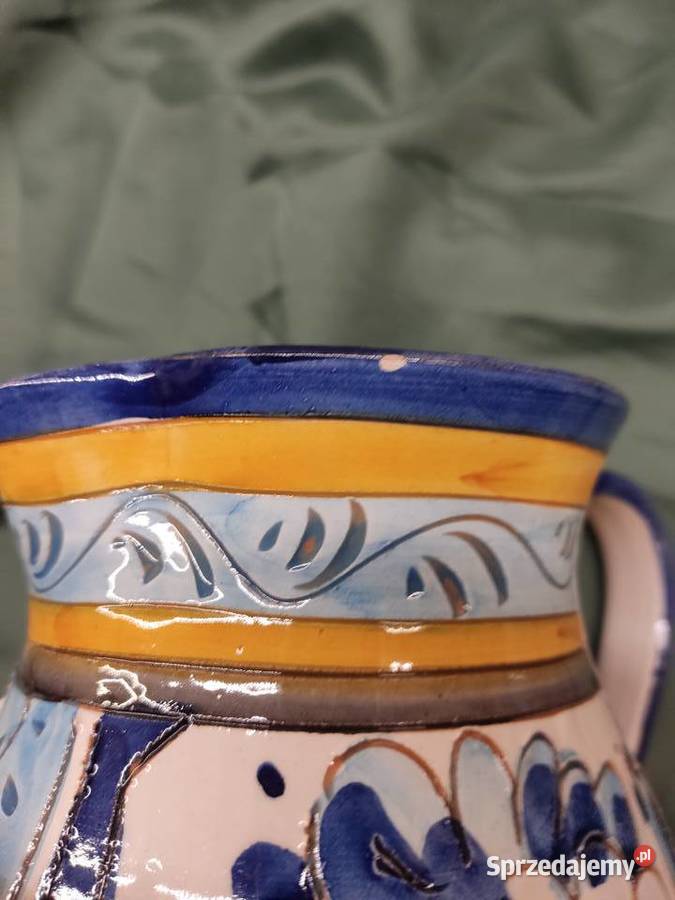 Dzbanek ceramiczny ręcznie malowany wielokolorowy Głuchołazy