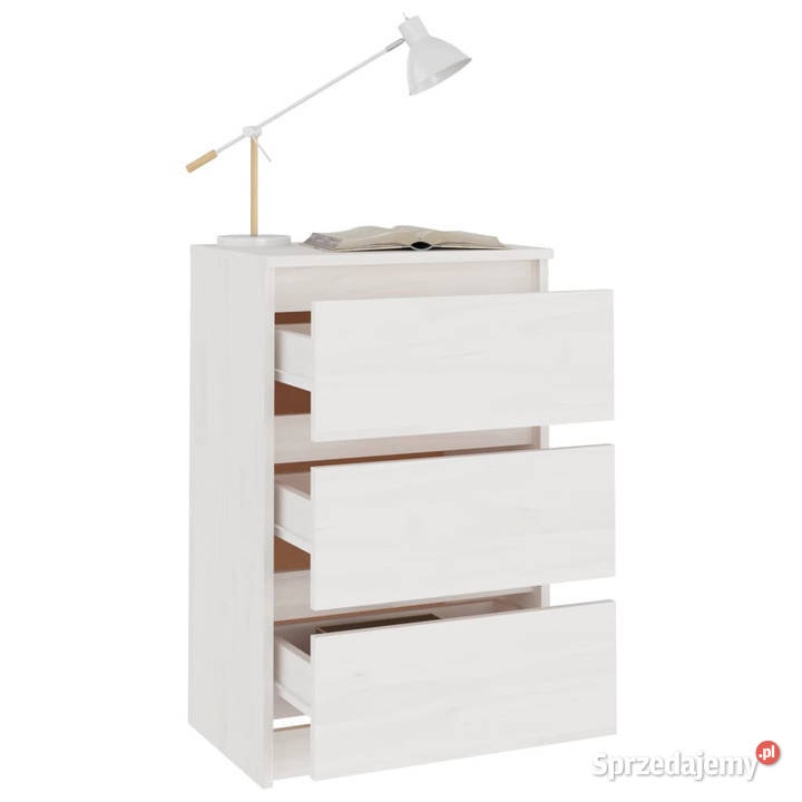 Szafka nocna biała 40x295x64 lite drewno sosnowe