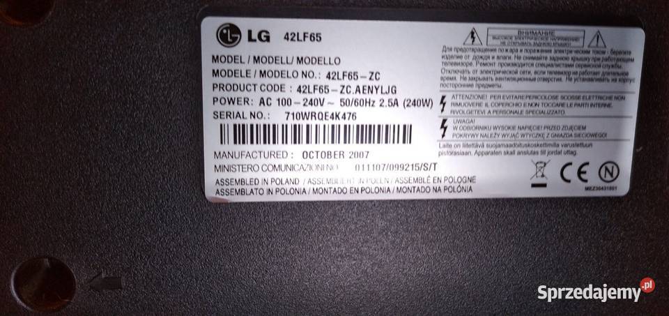 TV LG 42 Full HD Audio Optical 42cale Czerwieńsk