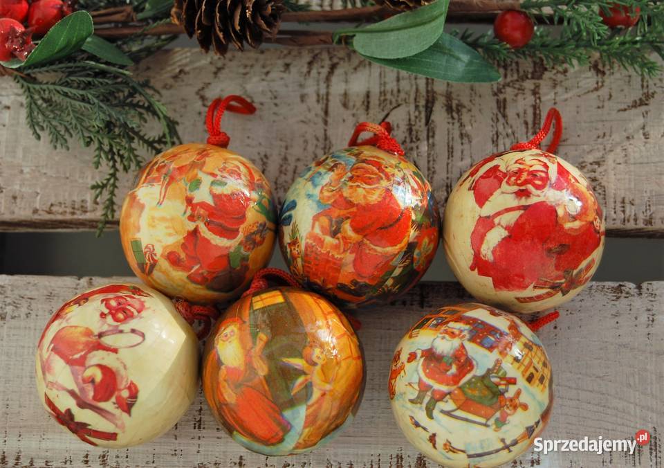 Bombka bombki decoupage vintage Mikołaj 6 Lublin