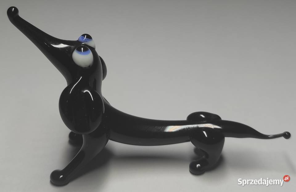 Szklany jamnik pies ze szkła czarny szkło mazowieckie Warszawa sprzedam