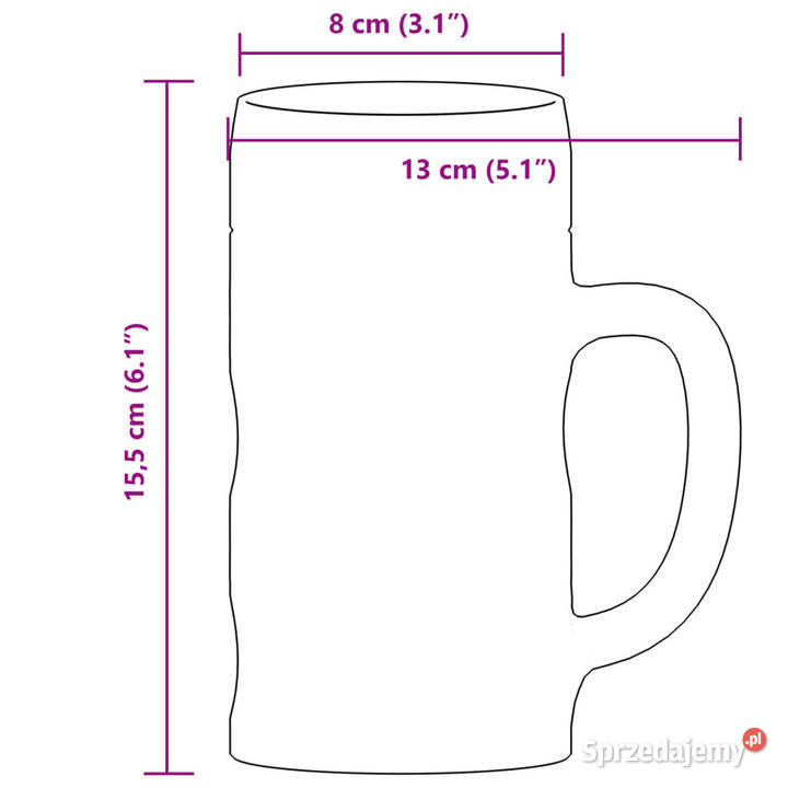 Kufle do piwa ze szklanym uchwytem 6 500 ml Warszawa sprzedam