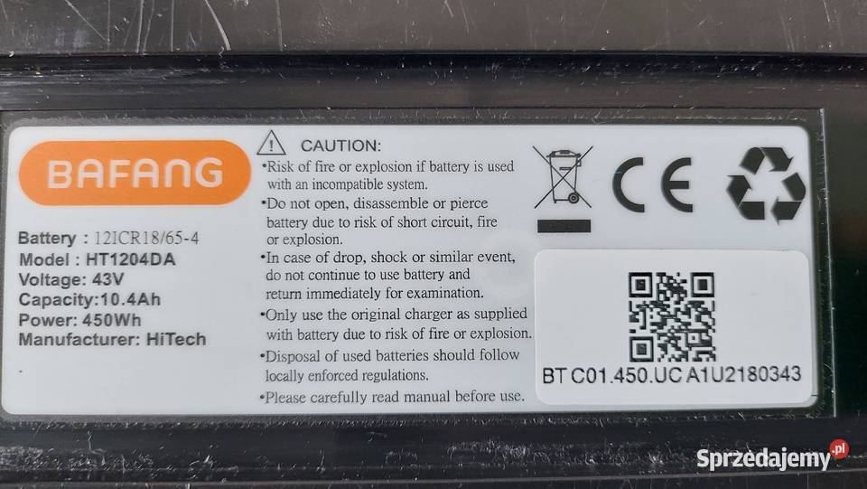 Bateria BAFANG do roweru elektrycznego Koszalin